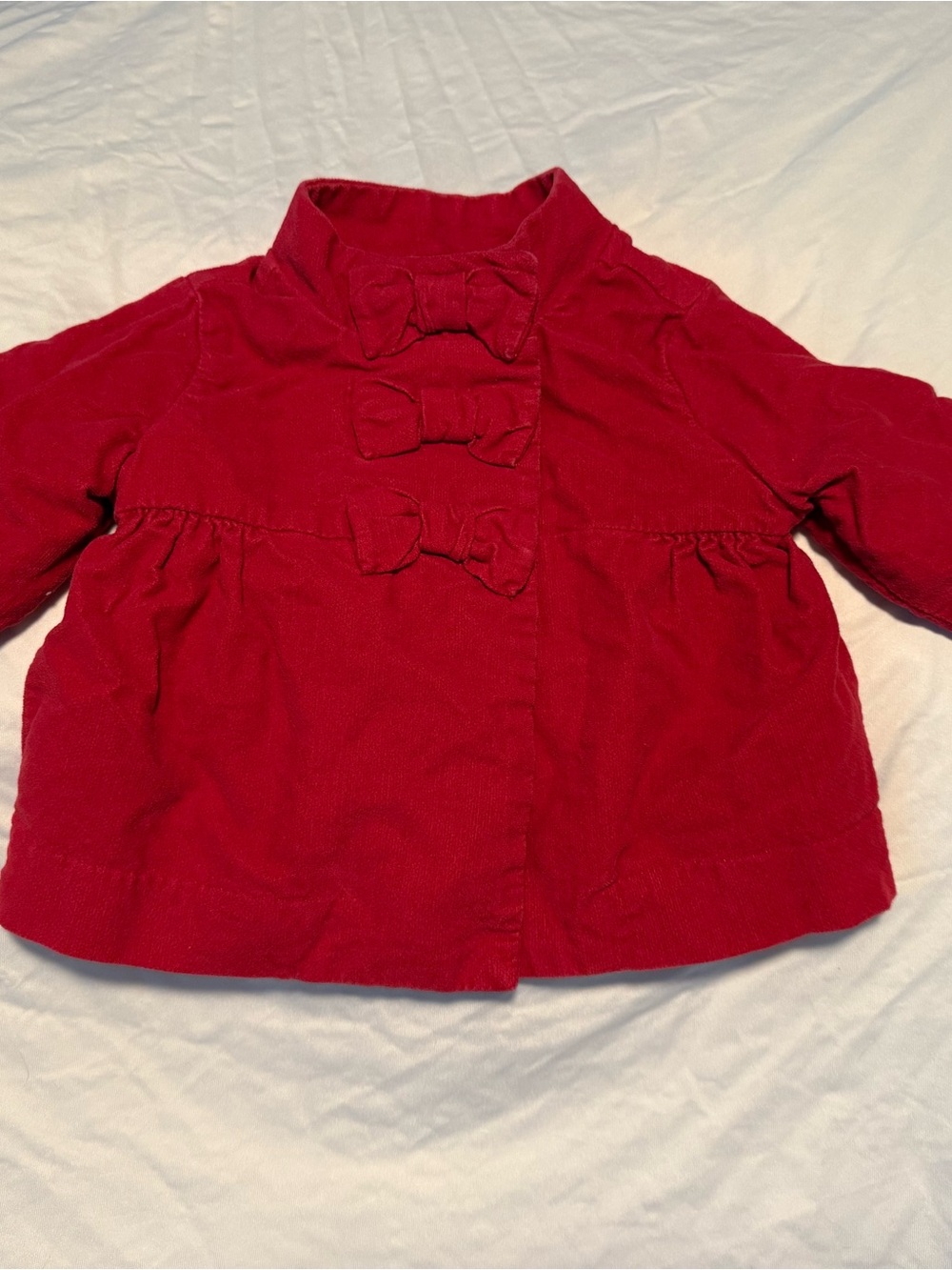 GAP Red Bow-Accent Girls Pea Coat